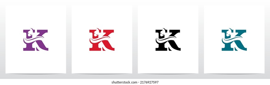 Snake On Letter Logo Design K