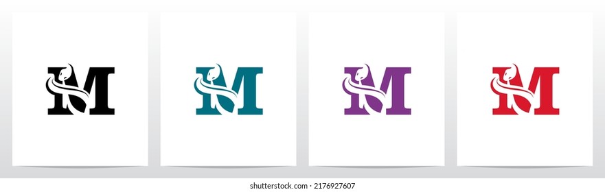 Snake On Letter Logo Design M