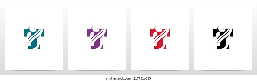 Snake On Letter Logo Design T