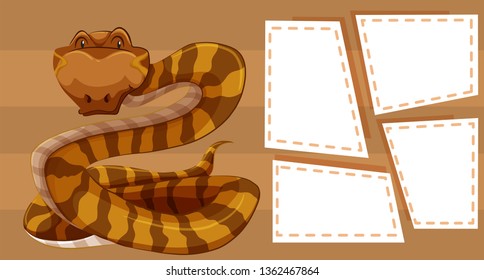 Snake on note template illustration