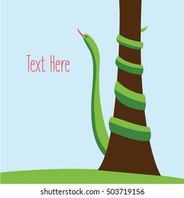 snake on a tree illustration isolated on a light blue background