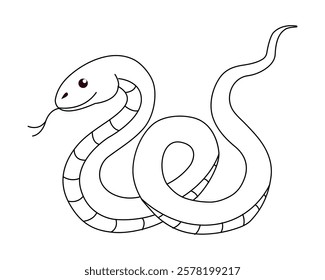 snake on a white background, hand drawn. Symbol of Chinese New Year 2025. Vector illustration isolated on white background.