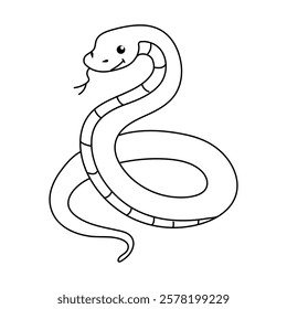 snake on a white background, hand drawn. Symbol of Chinese New Year 2025. Vector illustration isolated on white background.