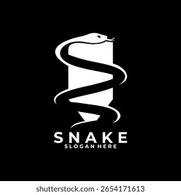 Snake no modelo de vetor de design de logotipo branco