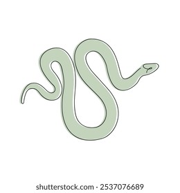 Serpiente en una línea continua de color. Dibujo de una línea, minimalismo. Ilustración vectorial.