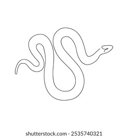 Serpiente en una línea continua. Dibujo de una línea, minimalismo. Ilustración vectorial.