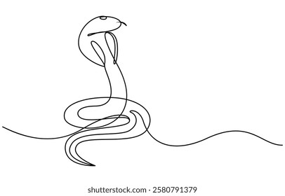 Snake in one continuous line. One line drawing, minimalism. Vector illustration. Snake One continuous line drawing. Snake in simple doodle style