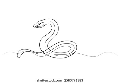 Snake in one continuous line. One line drawing, minimalism. Vector illustration. Snake One continuous line drawing. Snake in simple doodle style