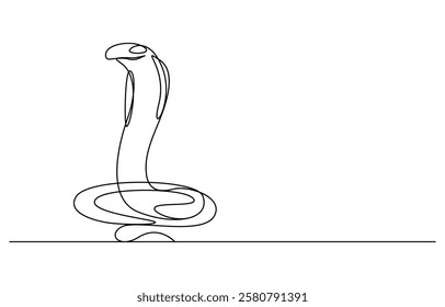 Snake in one continuous line. One line drawing, minimalism. Vector illustration. Snake One continuous line drawing. Snake in simple doodle style