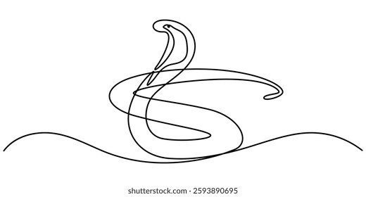 Snake in one continuous line. One line drawing, minimalism. Vector illustration. Snake One continuous line drawing. Snake in simple doodle style, Snake one line continuous. Hand drawn vector art. 
