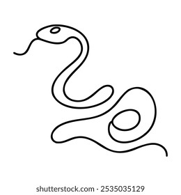 Snake una línea de arte, dibujado a mano contorno continuo dibujo, símbolo de año nuevo 2025. Aislado. Ilustración vectorial.