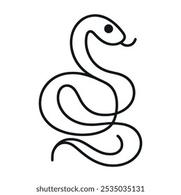 Snake una línea de arte, dibujado a mano contorno continuo dibujo, símbolo de año nuevo 2025. Aislado. Ilustración vectorial.