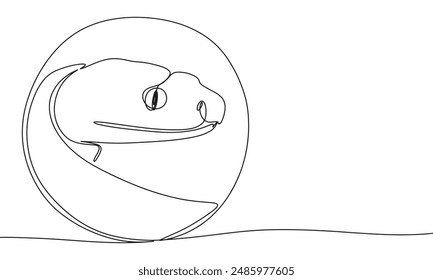 Snake one line continuous. Line art snake, symbol 2025 year. Hand drawn vector art. 