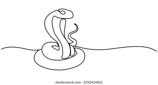 Serpiente una línea continua. Arte de línea de serpiente. Arte vectorial dibujado a mano, Ilustración vectorial de víbora aislada sobre fondo blanco. Para los niños libro para colorear, serpiente una línea continua. Arte vectorial dibujado a mano.