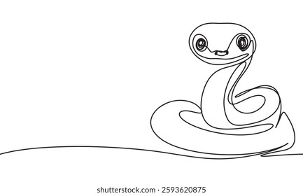 Snake one line continuous. Snake line art. Hand drawn vector art.