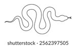 Snake one line continuous. Hand drawn vector art, Continuous one line art drawing of venomous snake outline art vector illustration, Vector illustration of viper isolated on white background. For kids