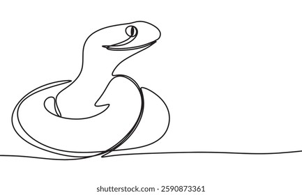 Snake one line continuous. Hand drawn vector art.