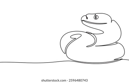 Snake one line continuous. Hand drawn vector art.