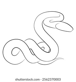 Snake one line drawing on white isolated background. 2025 Chinese New Year