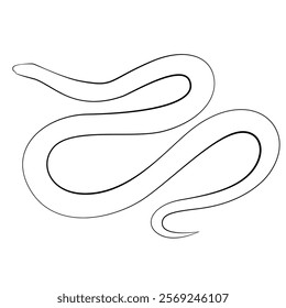 Snake one line drawing on white isolated background. 2025 Chinese New Year