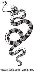 口を開いた蛇 白黒の入れ墨イラスト のベクター画像素材 ロイヤリティフリー Shutterstock