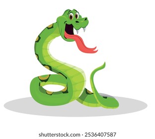 snake with open mouth in cartoon style. vector illustration.