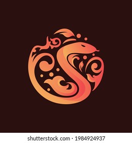 Snake Ornament Vector Logo Design