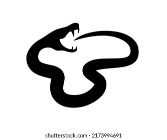 Snake ouroboros or uroboros eating own tail, symbol of infinity from greek mythology, graphic, vector, illustration in black color, isolated on white background