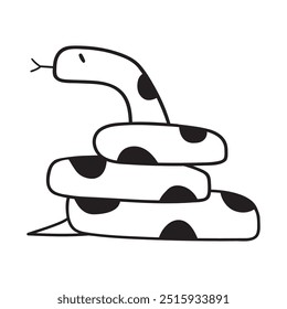 Snake. Outline isolated icon. Hand drawn illustration on white background. 