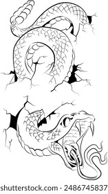 snake passing through holes in the ground