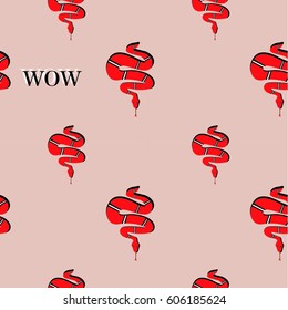 snake pattern wow seamless pattern vector illustration