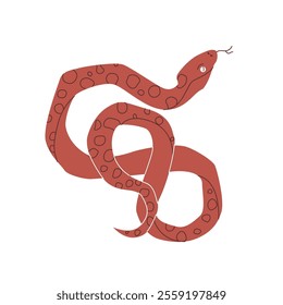 Snake with patterns coiled in a wavy shape, simplistic cartoon style, displayed on a white background.