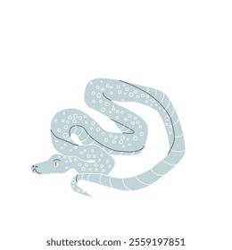 Snake with patterns coiled in a wavy shape, simplistic cartoon style, displayed on a white background.