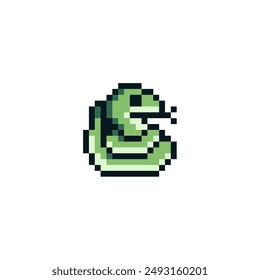 Snake pixel art isolated vector illustration. Element design for stickers, logo, embroidery, mobile app.