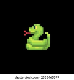 Ilustración vectorial aislada del arte del pixel de la serpiente. Diseño de elementos para pegatinas, logotipo, bordado, App móvil.