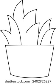 Snake Plant Black and White Vector Line Art Illustration