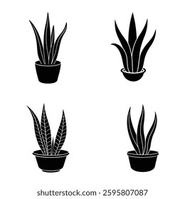 Snake Plant Bundle Icon set.