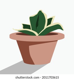 Snake Plant, Sansevieria Trifasciata, Mother-in-law tongue,  Saint George's Sword indoor, tropical plant in flowerpot vector illustration poster, houseplant, logo, web