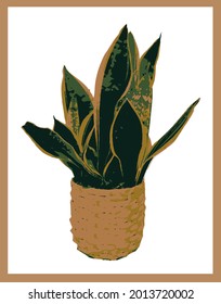 Tarjeta vectorial de ilustración vintage de la planta de serpiente