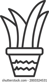 Snake Plant Vector Line Icon Design
