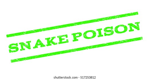 Snake Poison watermark stamp. Text tag between parallel lines with grunge design style. Rubber seal stamp with unclean texture. Vector color ink imprint on a white background.