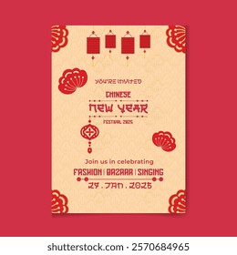 The Snake Poster and Flyer Chinese New Year Template Social Media Post Vector Illustration
