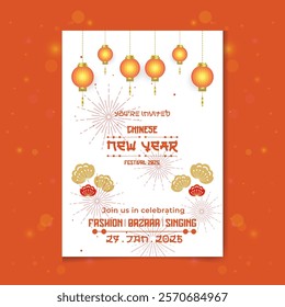 The Snake Poster and Flyer Chinese New Year Template Social Media Post Vector Illustration