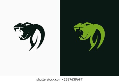 Snake pounce leaves leaf silhouette creative negative space vector logo design