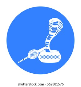 Snake and pungi icon in black style isolated on white background. India symbol stock vector illustration.