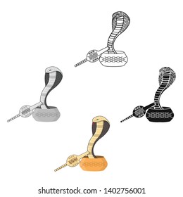 Snake and pungi icon in cartoon,black style isolated on white background. India symbol stock vector illustration.