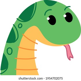 Snake Python emoticon kid icon and symbol vector illustration. Childish style isolated on white background Boa constrictor. Print for the kid s room. Baby animal zoo