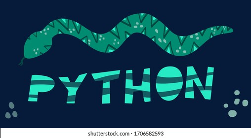 Snake python, snake ornament, lettering