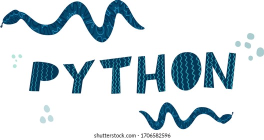 Snake python, snake ornament, lettering