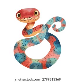 Snake with red head and colorful body